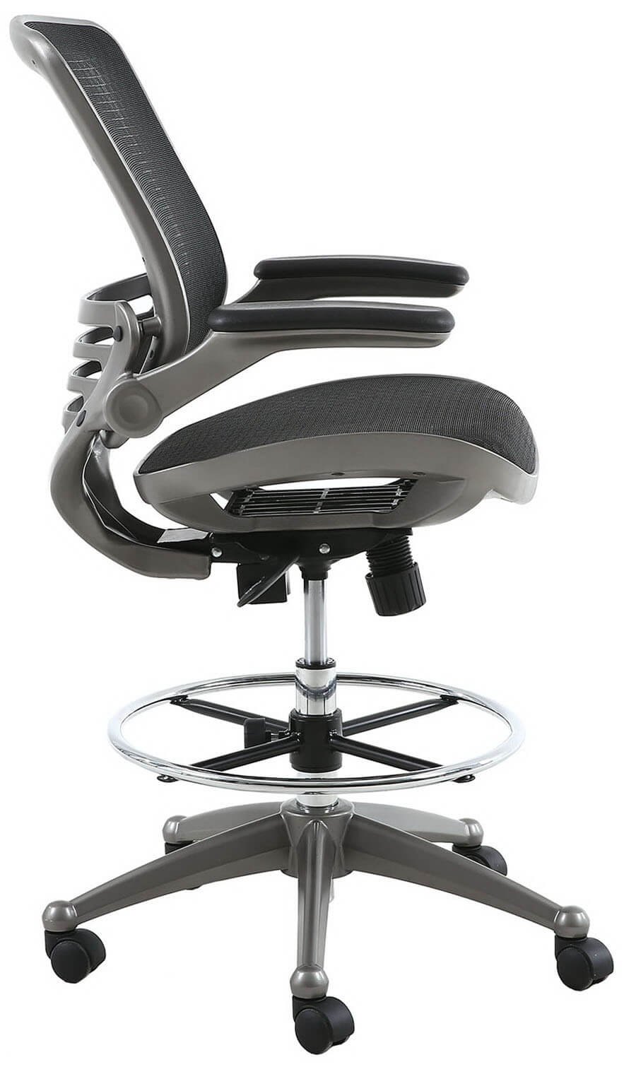 Harwick 2250D Evolve mesh drafting chair, gunmetal finish — view 2