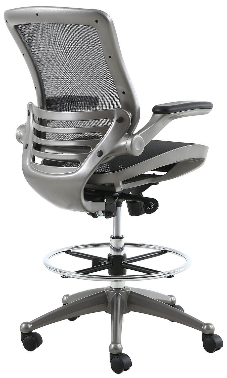 Harwick 2250D Evolve mesh drafting chair, gunmetal finish — view 3