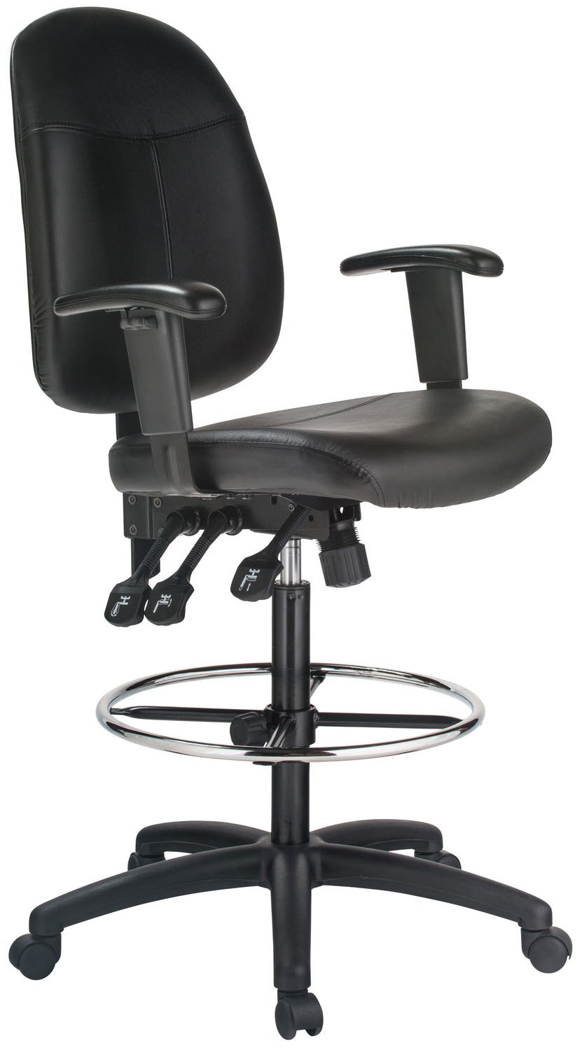 Harwick 6058C-D-L leather drafting chair, black leather