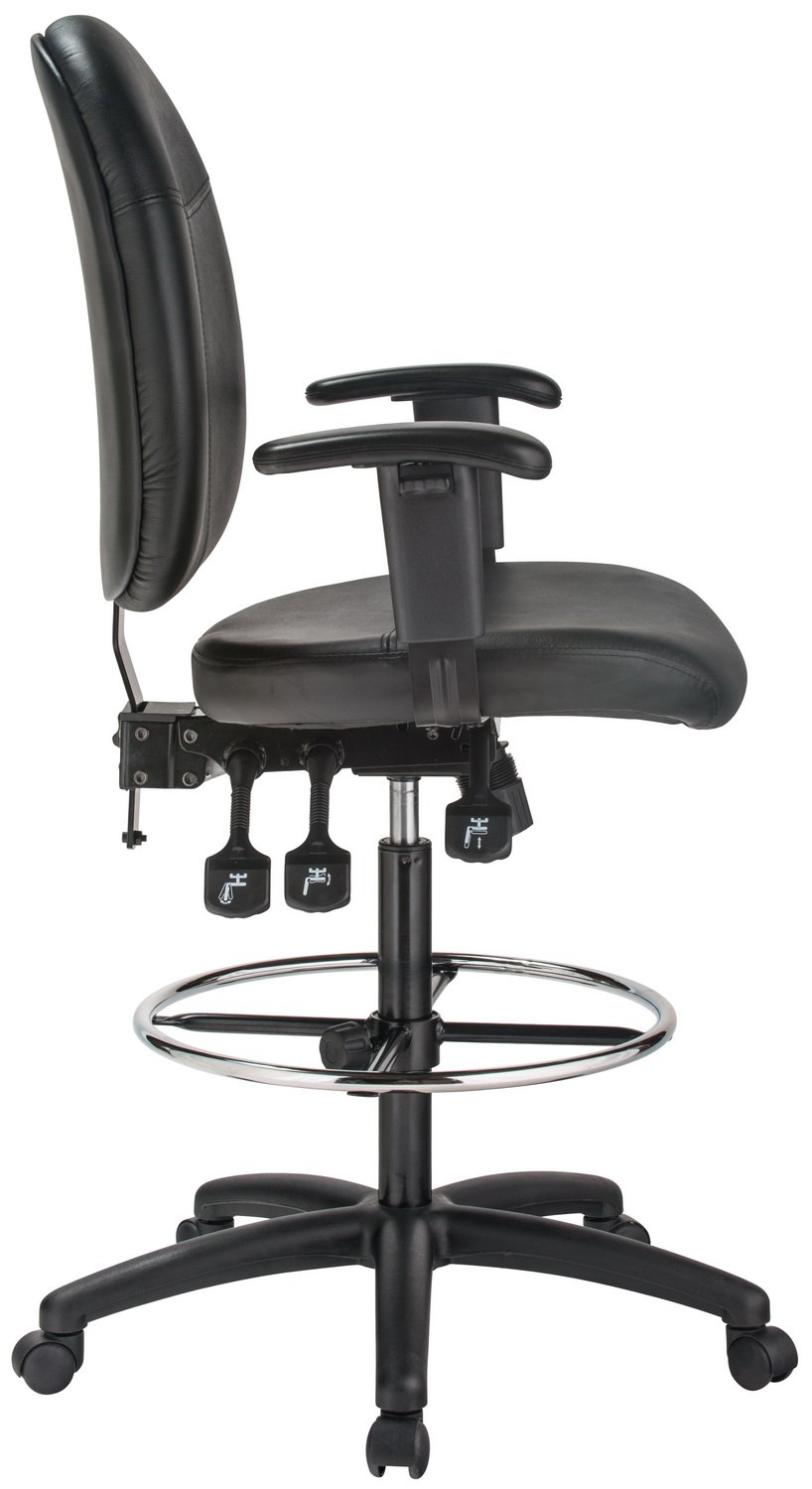Harwick 6058C-D-L leather drafting chair, black leather — view 2