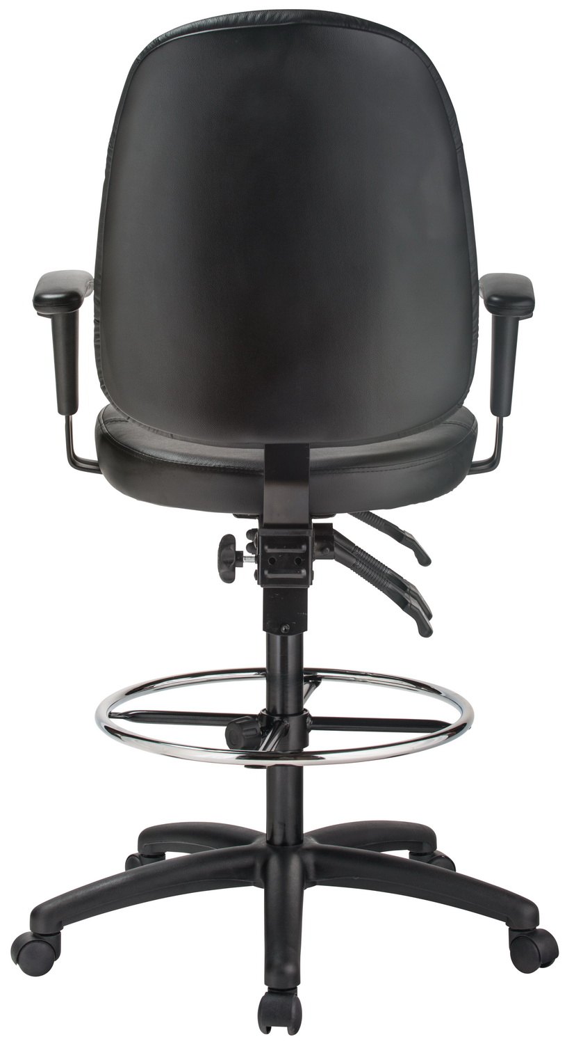 Harwick 6058C-D-L leather drafting chair, black leather — view 3
