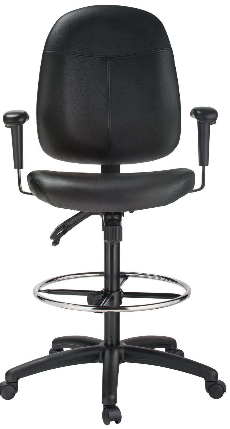 Harwick 6058C-D-L leather drafting chair, black leather — view 4