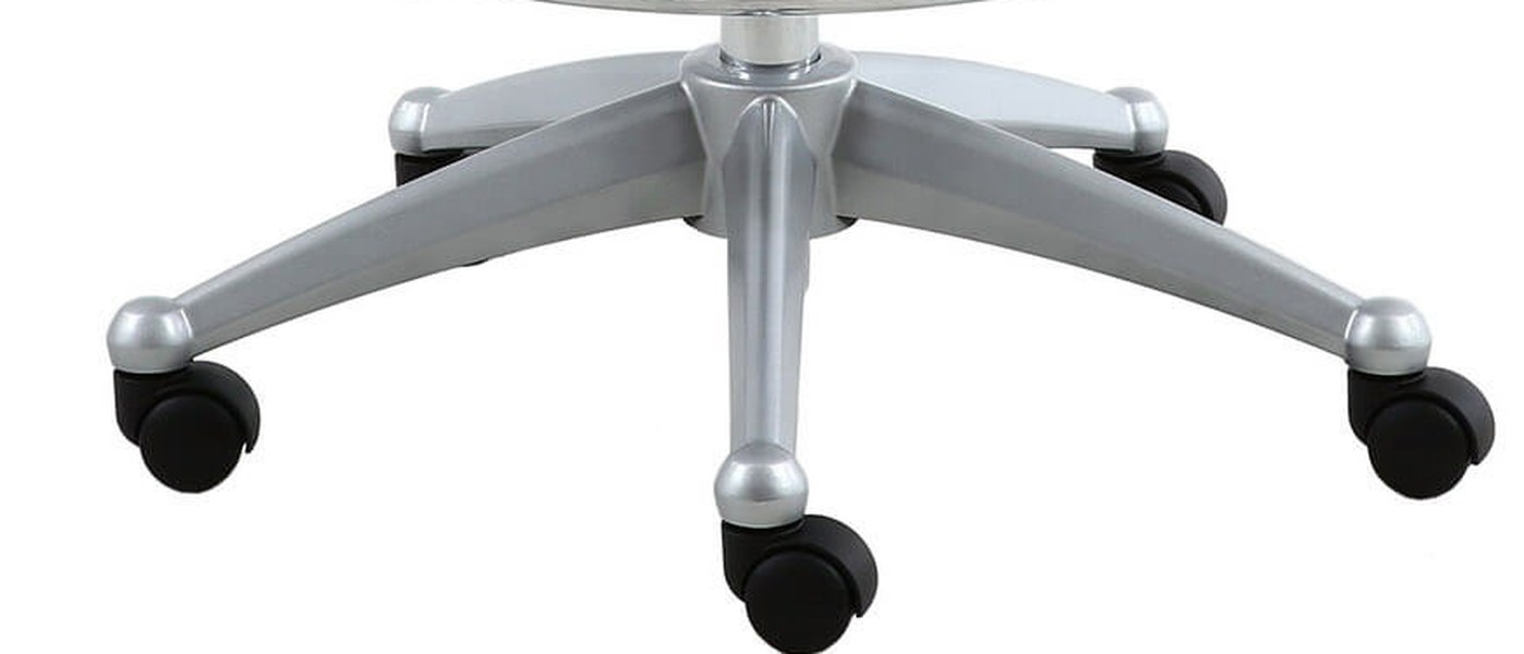 Five-star chair base in platinum finish with casters