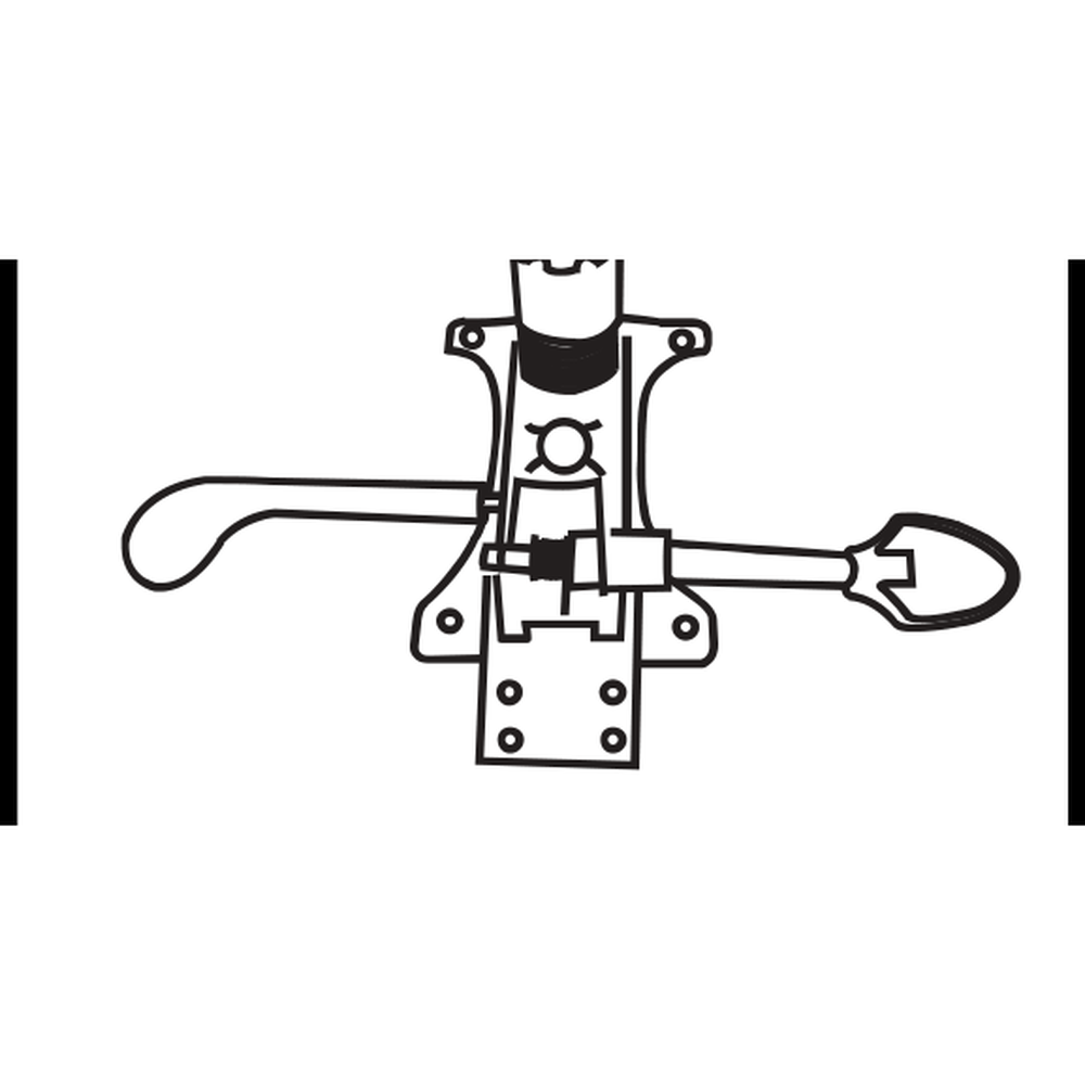 Chair control mechanism with adjustment levers, technical line drawing